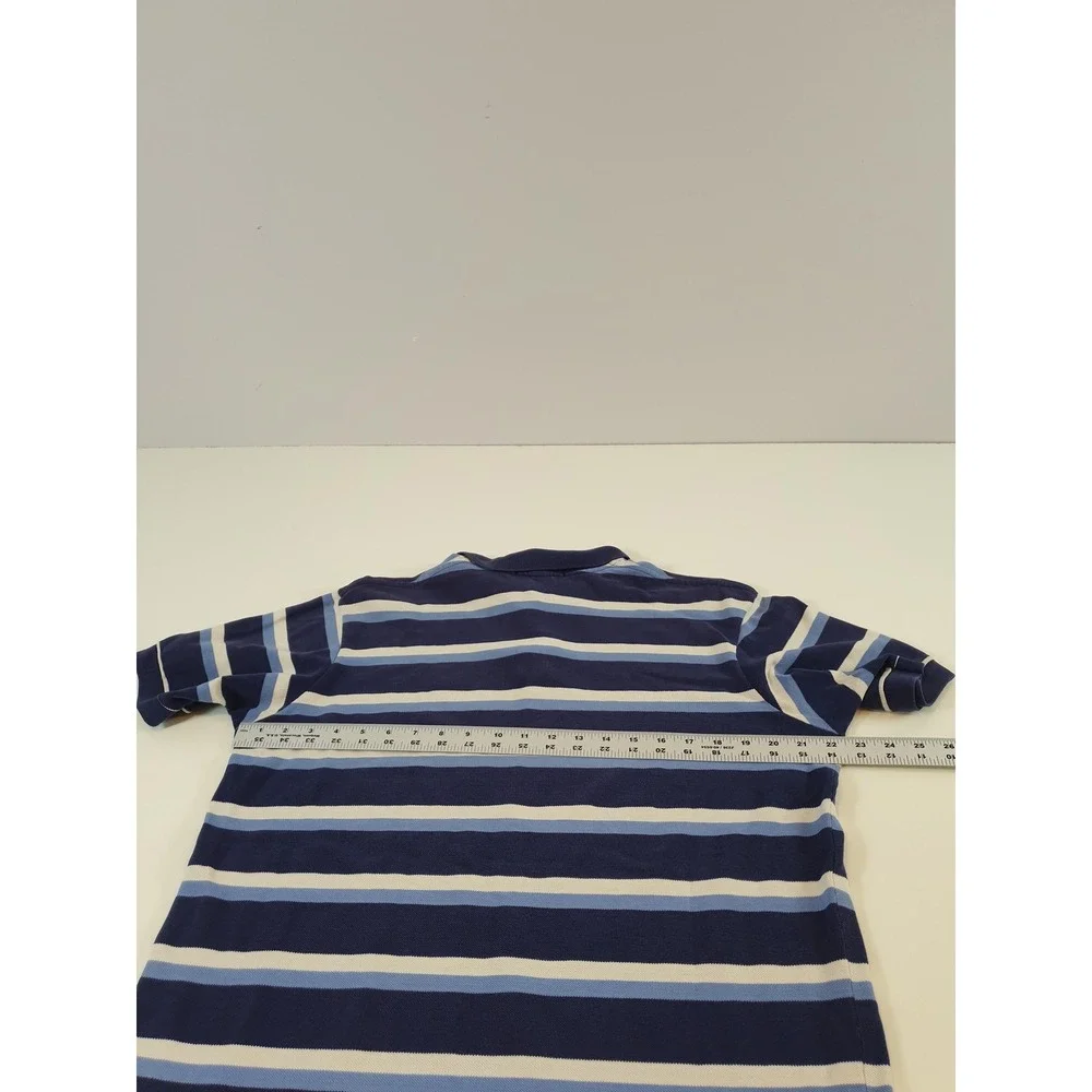 VTG Polo Ralph Lauren Polo Shirt Mens Large Navy Stripe Red Pony USA 90s